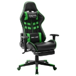 Sedia da Gaming con Poggiapiedi Nera e Verde in Similpelle