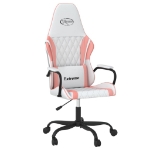 Sedia da Gaming Massaggiante Bianco e Rosa in Similpelle