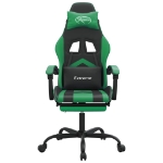 Sedia da Gaming Girevole con Poggiapiedi Nero Verde Similpelle