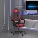 Sedia Gaming Girevole Poggiapiedi Nero e Rosso Vino Similpelle