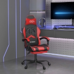 Sedia da Gaming Girevole Poggiapiedi Nero e Rosso Similpelle