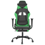 Sedia da Gaming con Poggiapiedi Nero e Verde in Similpelle