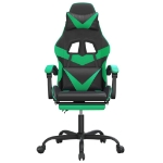 Sedia da Gaming con Poggiapiedi Nero e Verde in Similpelle