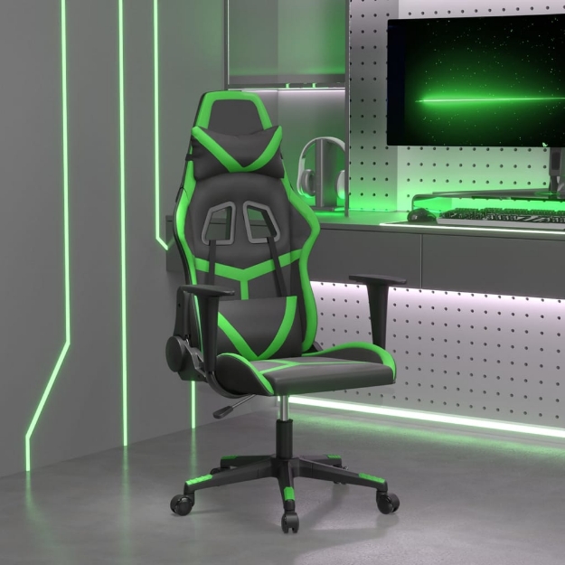 Sedia da Gaming Nera e Verde in Similpelle