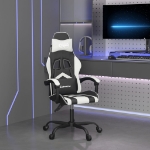 Sedia da Gaming Girevole Nero e Bianco in Similpelle