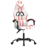 Sedia da Gaming Girevole Bianco e Rosa in Similpelle