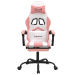 Sedia da Gaming Girevole Poggiapiedi Bianca e Rosa Similpelle