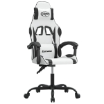 Sedia da Gaming Girevole Bianco e Nero in Similpelle