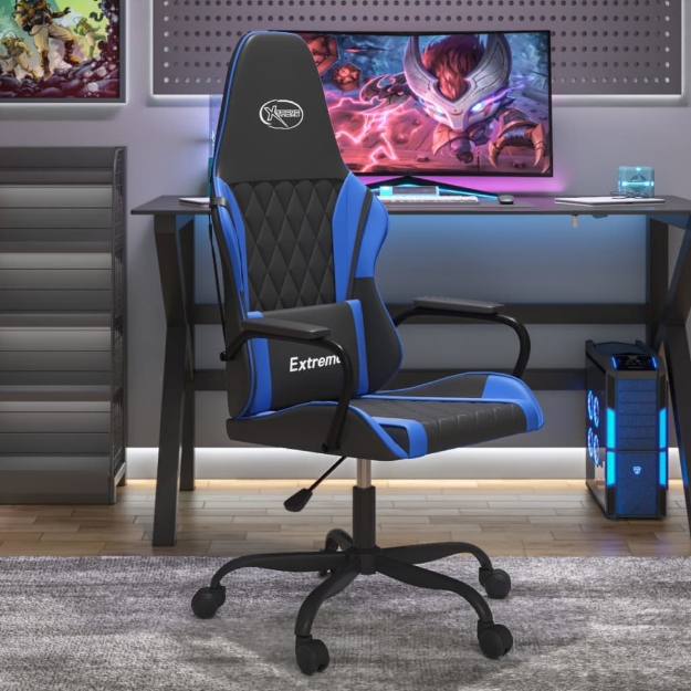 Sedia da Gaming Nera e Blu in Similpelle