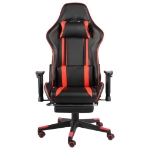 Sedia da Gaming Girevole con Poggiapiedi Rossa in PVC