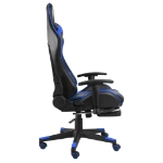 Sedia da Gaming Girevole con Poggiapiedi Blu in PVC