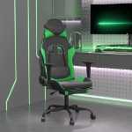 Sedia da Gaming Massaggio Poggiapiedi Nero e Verde Similpelle