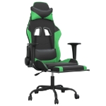 Sedia da Gaming Massaggio Poggiapiedi Nero e Verde Similpelle