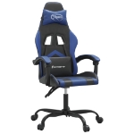 Sedia da Gaming Girevole Nero e Blu in Similpelle