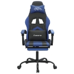 Sedia da Gaming Girevole con Poggiapiedi Nero e Blu Similpelle