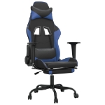 Sedia da Gaming con Poggiapiedi Nero e Blu in Similpelle