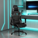 Sedia da Gaming con Poggiapiedi Nero e Grigio in Similpelle