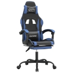 Sedia da Gaming con Poggiapiedi Nero e Blu in Similpelle