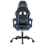 Sedia da Gaming con Poggiapiedi Nero e Blu in Similpelle