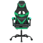 Sedia da Gaming Girevole con Poggiapiedi Nero Verde Similpelle