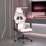 Sedia da Gaming Massaggio Poggiapiedi Bianco e Rosa Similpelle