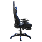 Sedia da Gaming con Poggiapiedi Blu e Nera in Similpelle