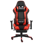 Sedia da Gaming Girevole con Poggiapiedi Rossa in PVC