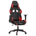 Sedia da Gaming con Poggiapiedi Nero e Rosso in Similpelle