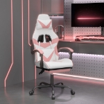 Sedia da Gaming con Poggiapiedi Bianco e Rosa in Similpelle