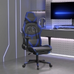 Sedia da Gaming con Poggiapiedi Nero e Blu in Similpelle