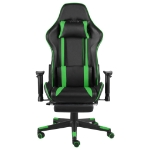 Sedia da Gaming Girevole con Poggiapiedi Verde in PVC