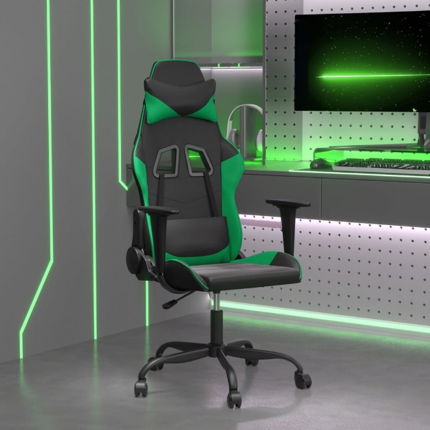 Sedia da Gaming Nera e Verde in Similpelle