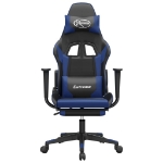 Sedia da Gaming con Poggiapiedi Nero e Blu in Similpelle