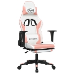 Sedia da Gaming con Poggiapiedi Bianco e Rosa in Similpelle