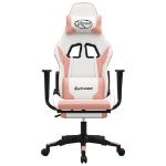 Sedia da Gaming con Poggiapiedi Bianco e Rosa in Similpelle