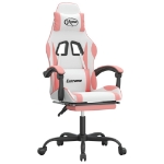 Sedia da Gaming con Poggiapiedi Bianco e Rosa in Similpelle