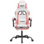 Sedia da Gaming con Poggiapiedi Bianco e Rosa in Similpelle