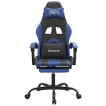 Sedia da Gaming con Poggiapiedi Nero e Blu in Similpelle