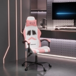 Sedia da Gaming Girevole Bianco e Rosa in Similpelle