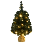 Albero di Natale Preilluminato con Palline Verde 60 cm