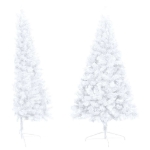 Set Albero Natale Artificiale a Metà LED Palline Bianco 120cm