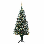 Albero di Natale Preilluminato con Palline e Pigne 210 cm