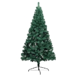 Albero di Natale a Metà Preilluminato con Palline Verde 150 cm