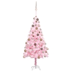 Albero di Natale Preilluminato con Palline Rosa 180 cm PVC