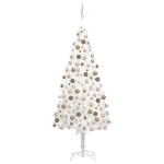 Albero di Natale Preilluminato con Palline Bianco 240 cm PVC