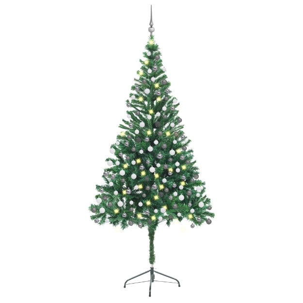 Albero di Natale Preilluminato Palline Bianco 210 cm 910 Rami