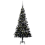 Albero di Natale Preilluminato con Palline Nero 180 cm PVC