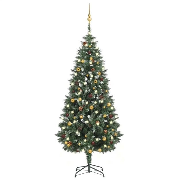 Albero di Natale Preilluminato con Palline 180 cm