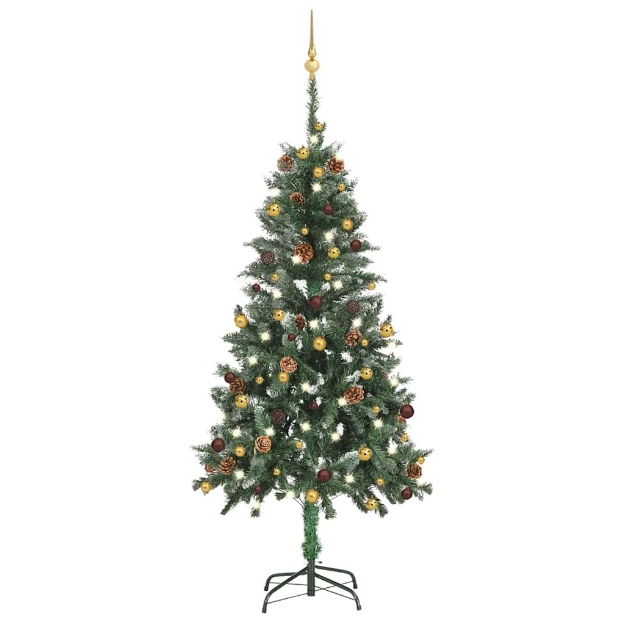 Albero di Natale Artificiale Preilluminato con Palline 150 cm