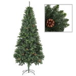 Albero di Natale Preilluminato con Palline e Pigne 210 cm